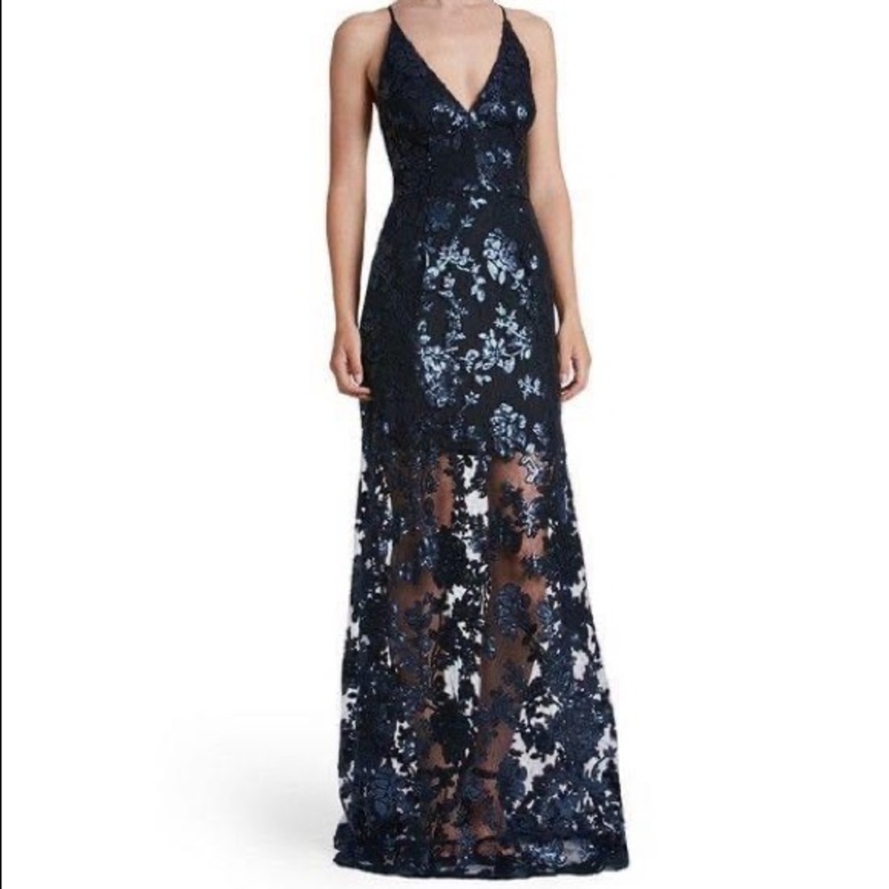 Dress The Population Navy Long Dress